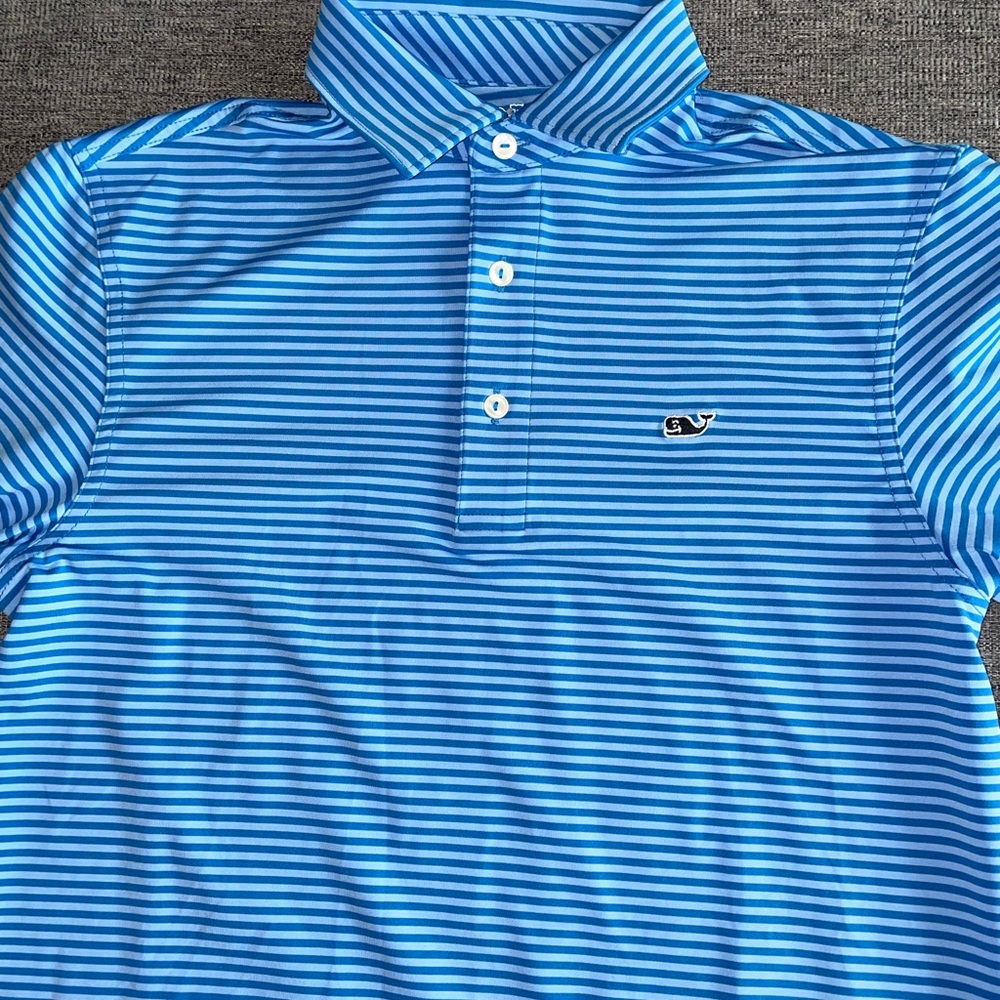 Vineyard Vines Striped blue performance  Polo XS NWOT